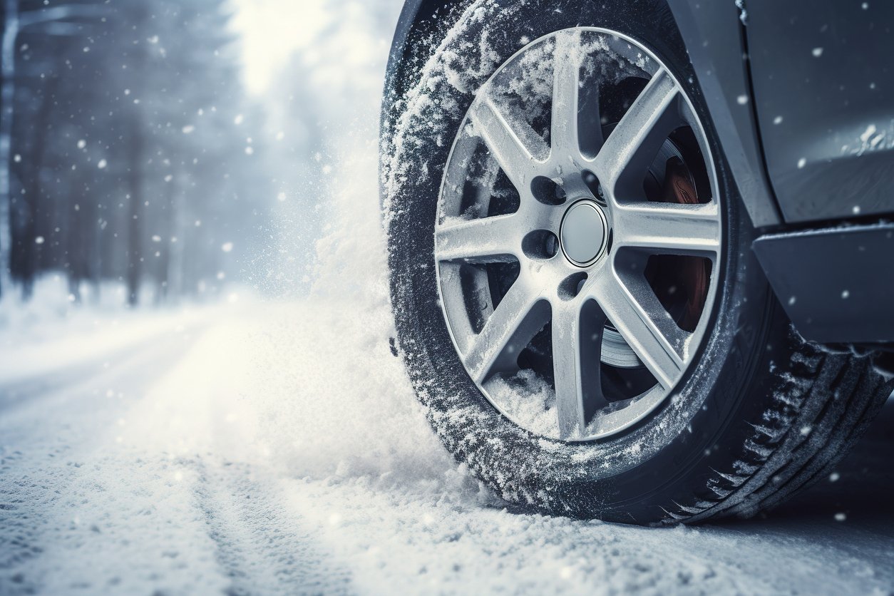 Race Car Wheel in Snow